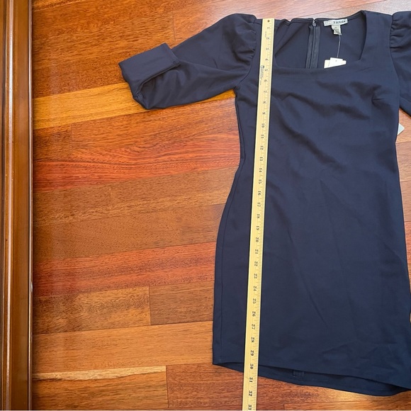 Elegant Long Sleeve Navy Blue Dress - Picture 6 of 6